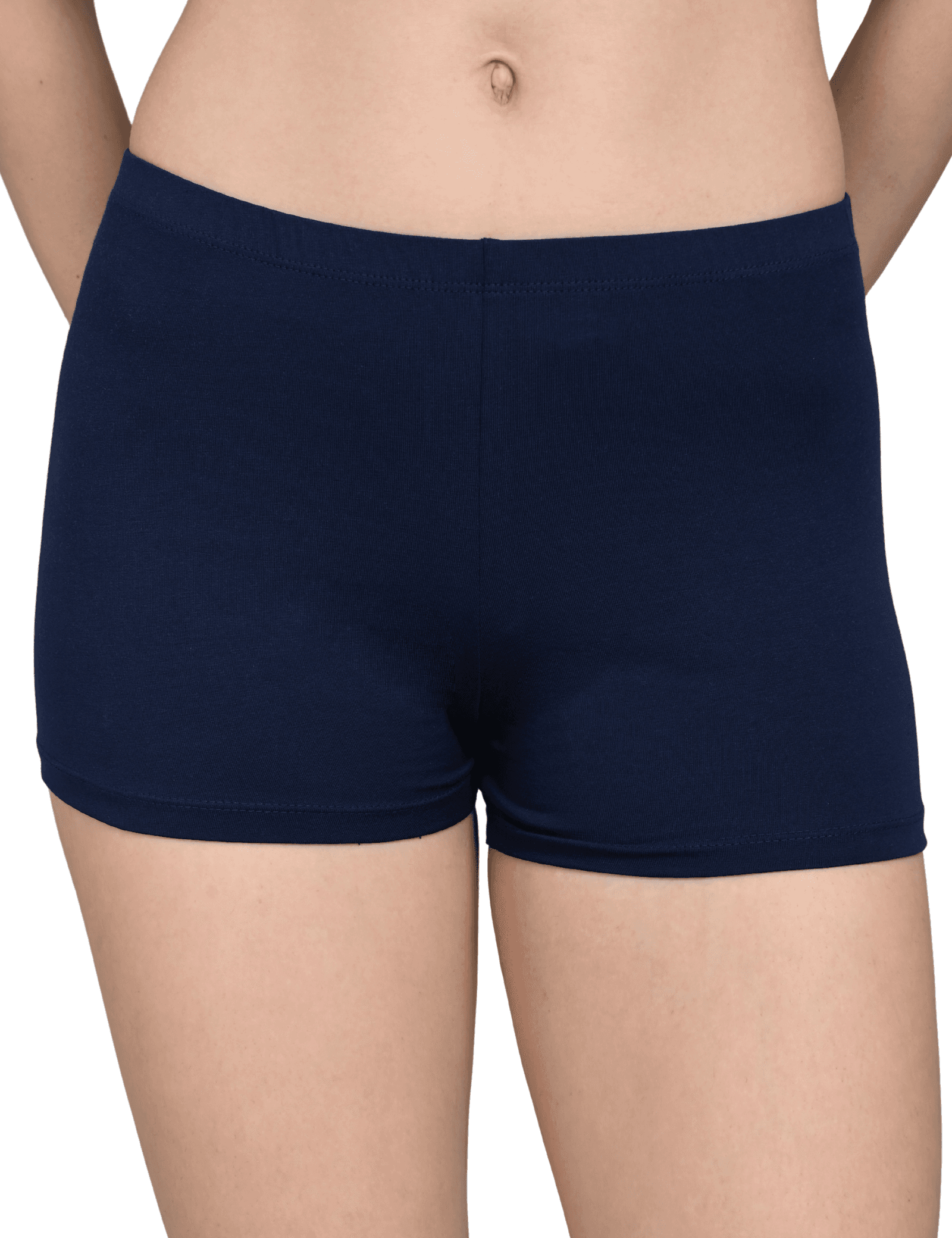 Navy blue cotton lycra undershorts, front view