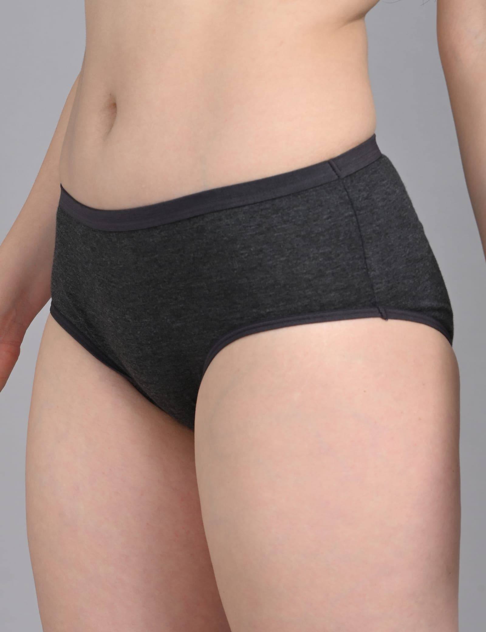 So Glamy Everyday Full Coverage Brief Panties for Women – Charcoal Black, detail view