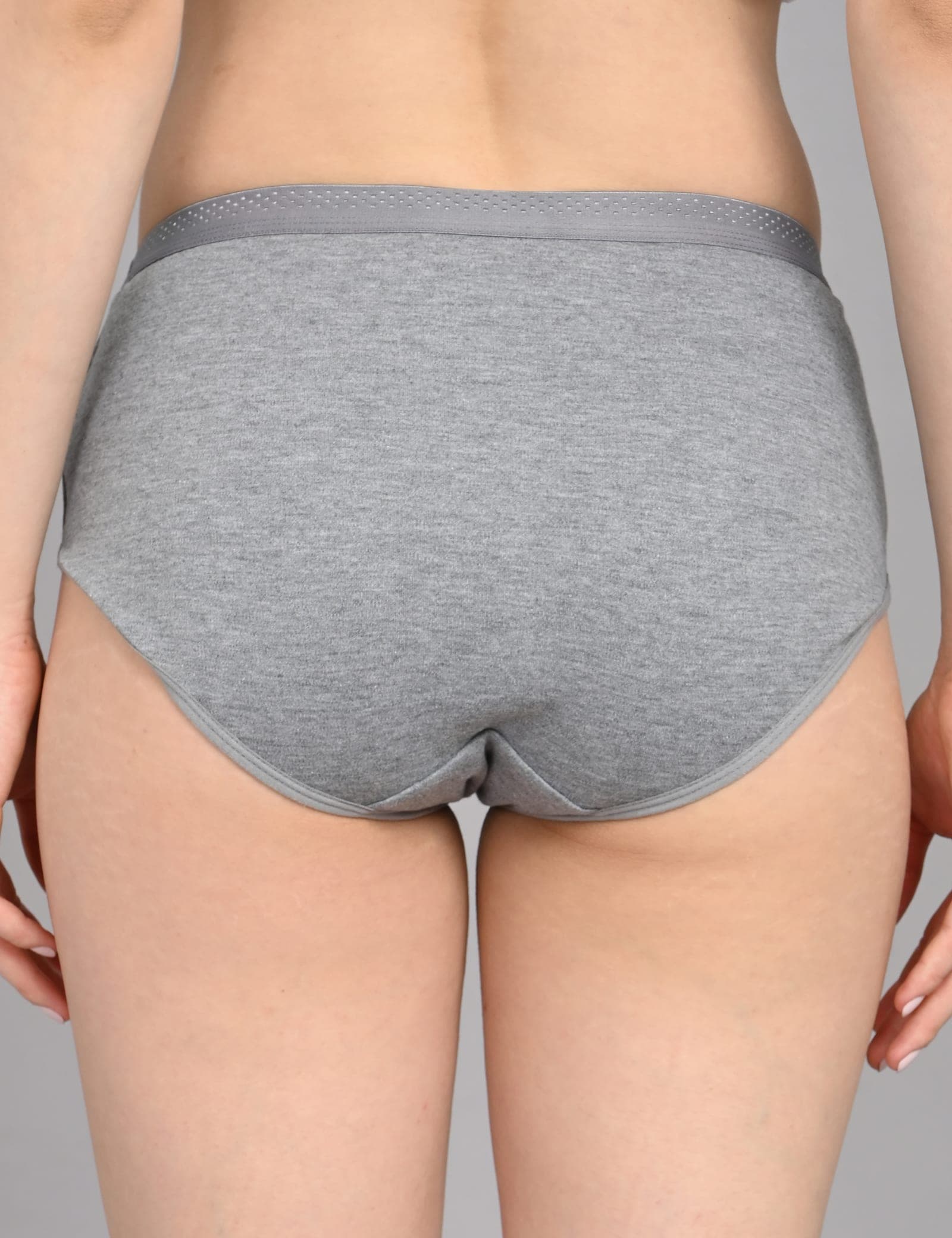 So Glamy Everyday Full Coverage Brief Panties for Women | Grey, back view