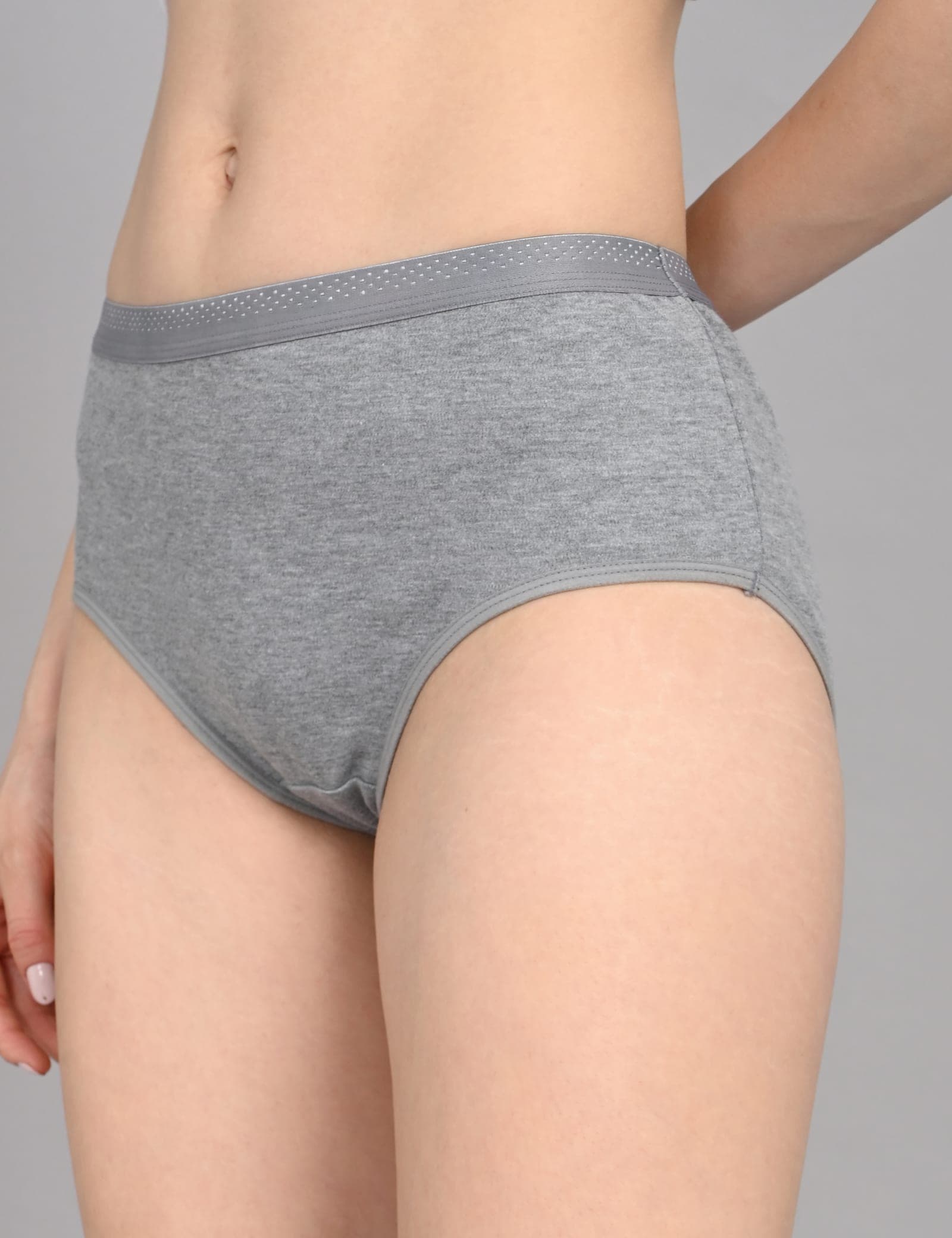 So Glamy Everyday Full Coverage Brief Panties for Women | Grey, detail view