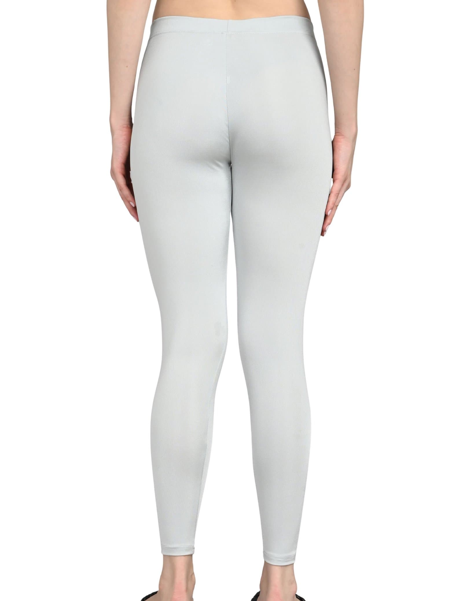 Cotton Lycra Shimmer Leggings in grey, back view