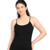 Camisole for Women | Adjustable Straps | Soft Breathable Fabric | Stretch Fit | Everyday Wear | Black