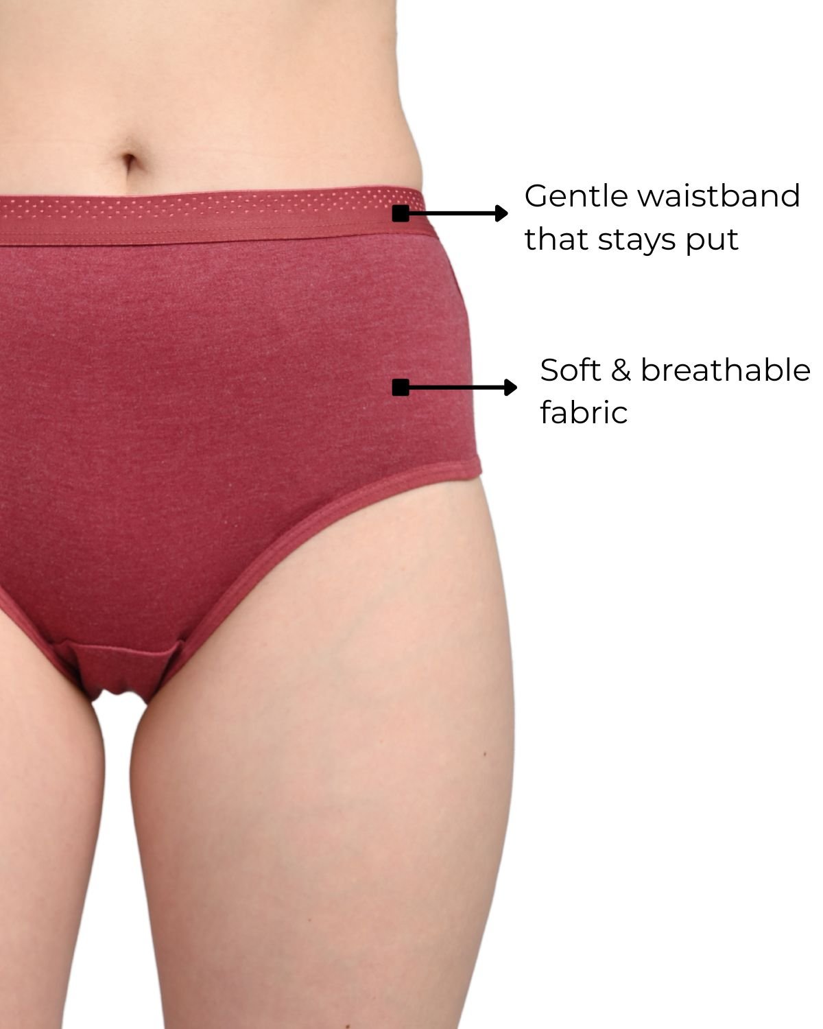 Everyday Panties for Women | Brief Cut | Soft Breathable Fabric | Full Coverage Fit | No Visible Lines | Maroon Red - Image 4
