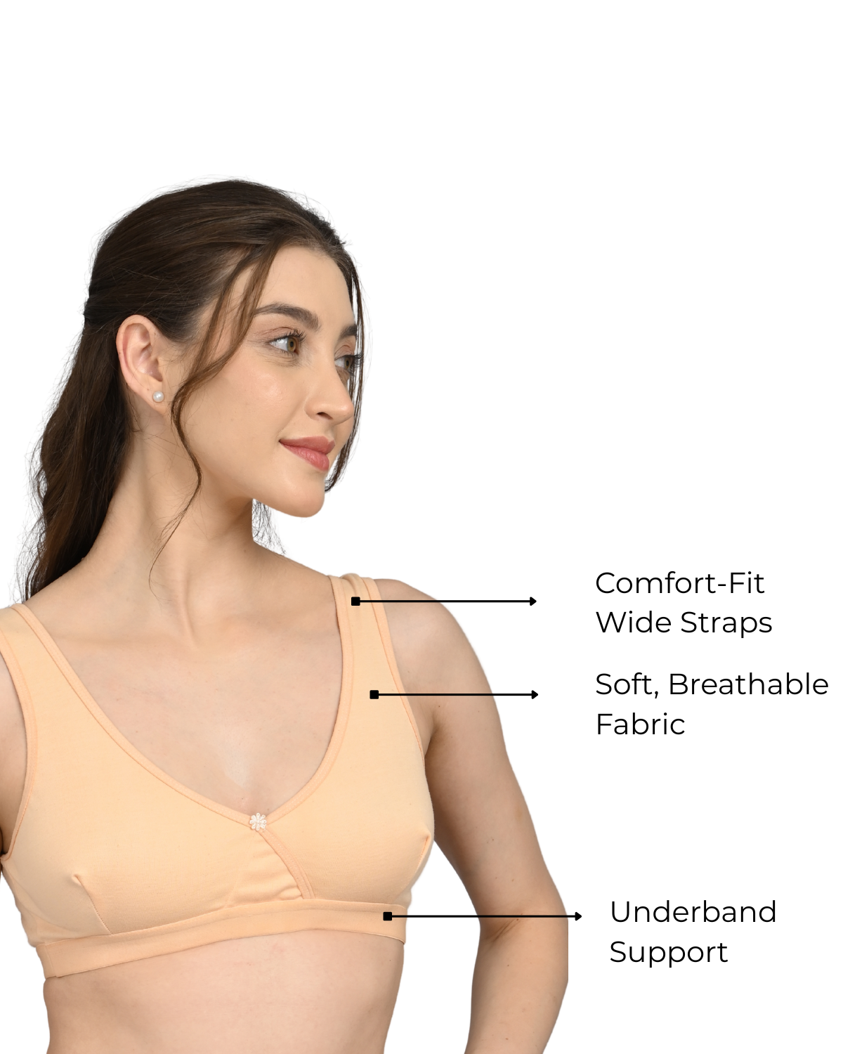 Non Padded Sports Bra | V Neck Design | Wide Straps Support | Breathable Fabric | Everyday Comfort Fit | Begie - Image 4