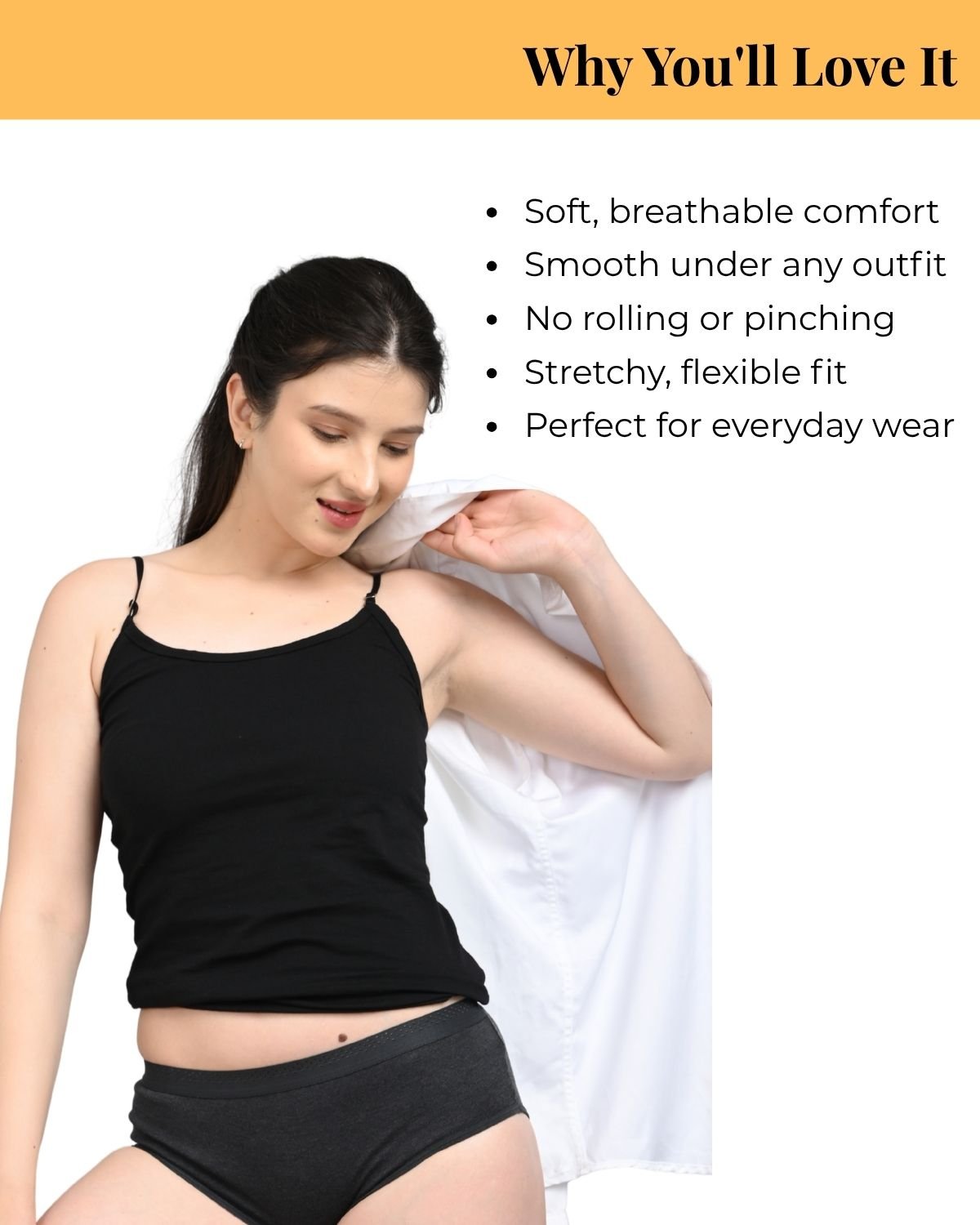 Everyday Panties for Women | Brief Cut | Soft Breathable Fabric | Full Coverage Fit | No Visible Lines | Black - Image 6