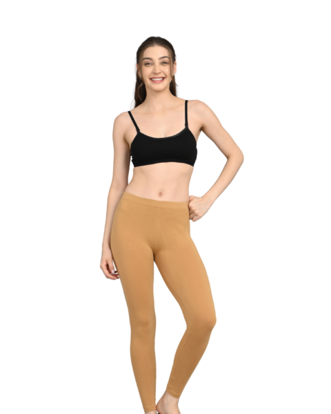Ankle Length Cotton Lycra Leggings for Women | Mid Waist | Slim Fit Stretchable