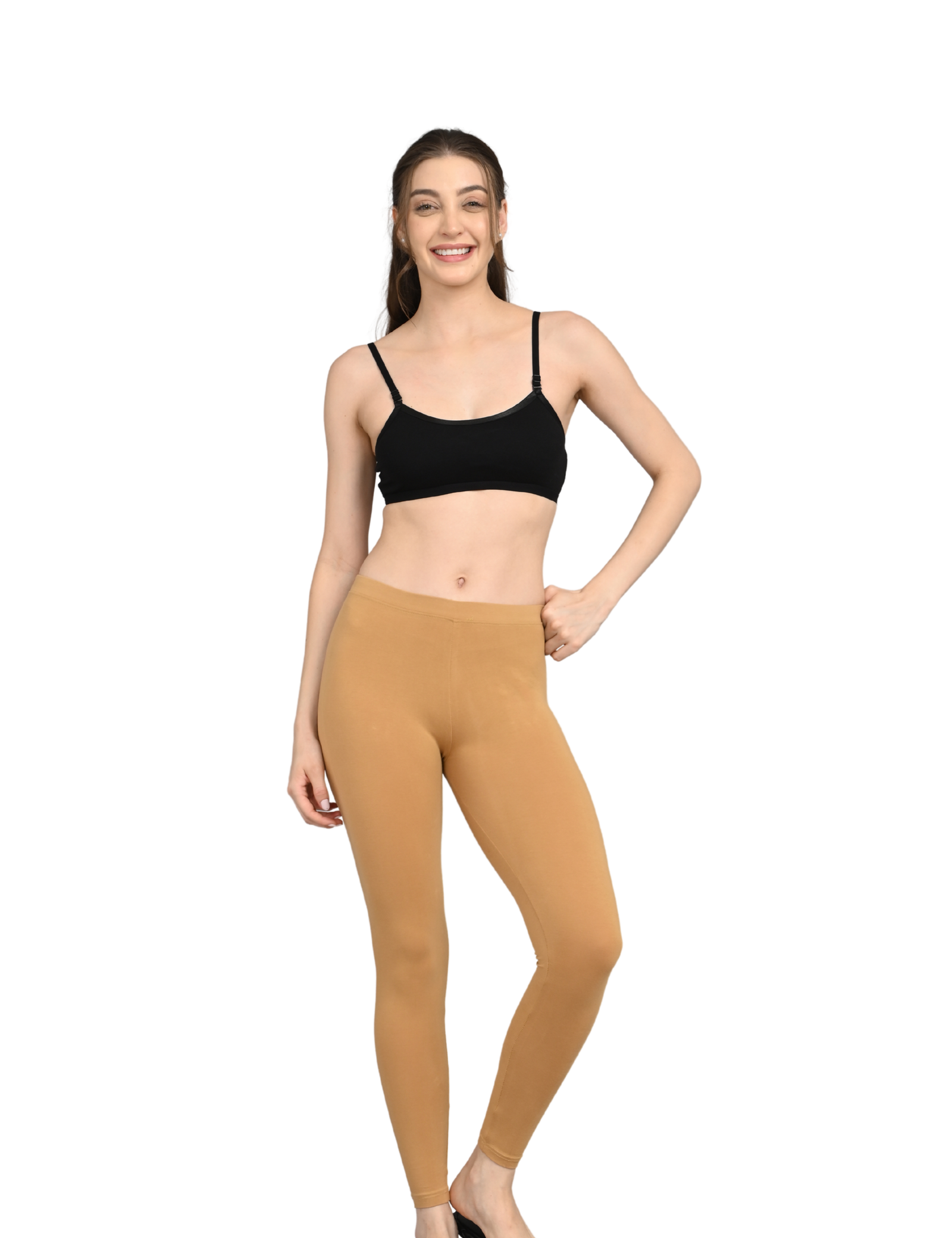 Ankle Length Cotton Lycra Leggings for Women | Mid Waist | Slim Fit Stretchable