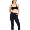 Cotton Leggings for Women with Pockets | Mid Waist | Slim Fit | Stretchable Everyday Wear | Navy Blue