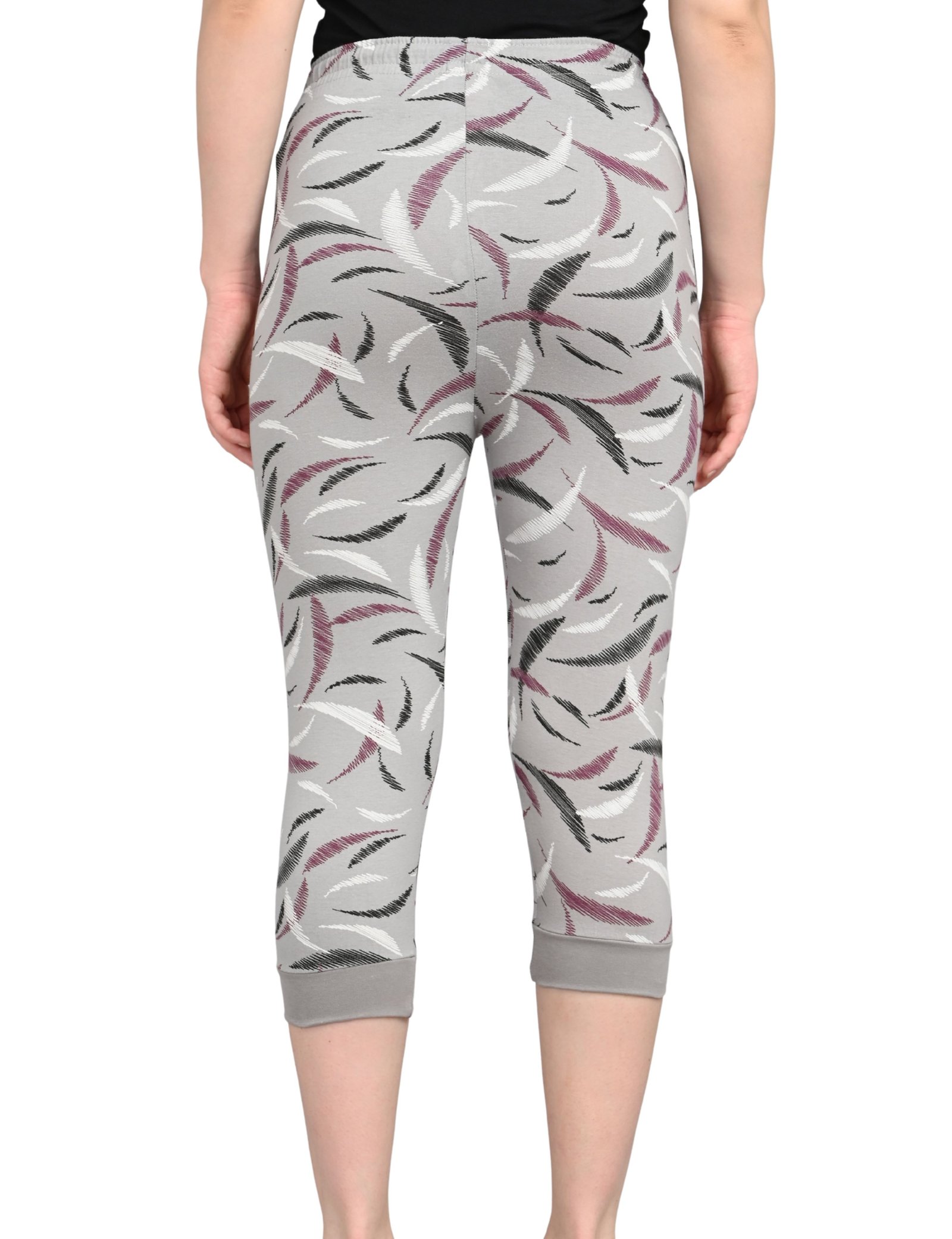 Women’s Grey Printed Capri Shorts with Pockets & Drawstring | Comfortable Lounge Wear - Image 2