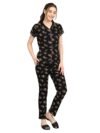Women’s Cotton Night Suit Set | Soft Printed Shirt & Pyjama | Comfortable Sleepwear | black