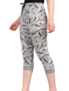 Women’s Grey Printed Capri Shorts with Pockets & Drawstring | Comfortable Lounge Wear