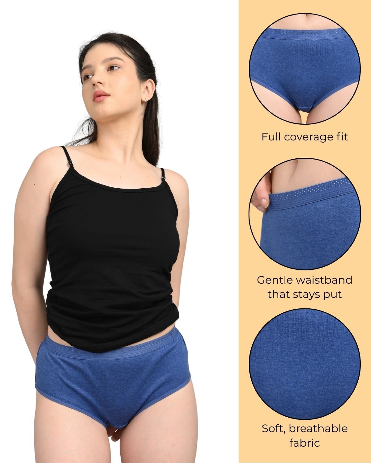 Everyday Panties for Women | Brief Cut | Soft Breathable Fabric | Full Coverage Fit | No Visible Lines | Blue - Image 6