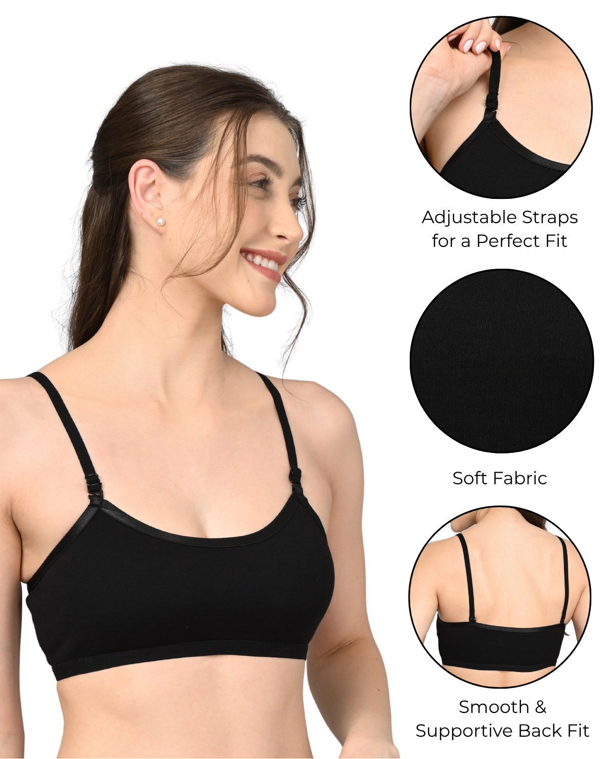 Starter Bra for Teens | Soft & Comfortable | Non-Padded Daily Wear | Black - Image 5