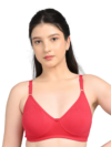 Full Coverage Cotton Bra for Women | Soft Breathable Fabric | Non-Padded | Everyday Support & Comfort | Red