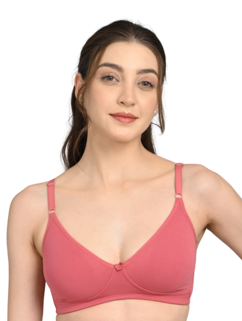 Full Coverage Cotton Bra for Women | Soft Breathable Fabric | Non-Padded | Everyday Support & Comfort | Dark Pink