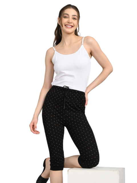 Shorts for Women | Pocket & Drawstring | Soft & Comfortable Fit | Black