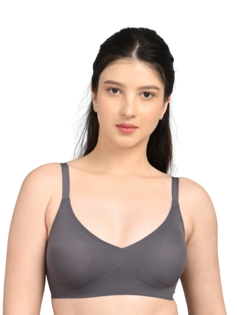 Seamless Full Coverage Light Padded Bra for Women | Smooth Fit | Invisible Under Clothes | Blakish Grey