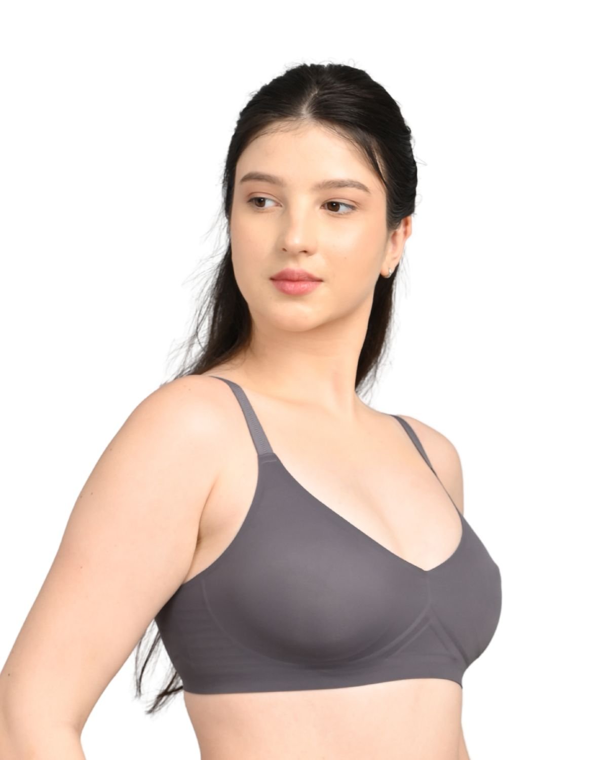 Seamless Full Coverage Light Padded Bra for Women | Smooth Fit | Invisible Under Clothes | Blakish Grey - Image 3