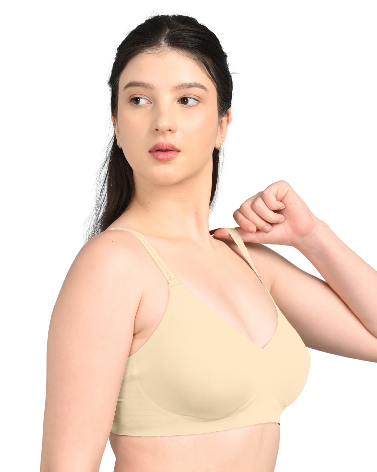 Seamless Full Coverage Light Padded Bra for Women | Smooth Fit | Invisible Under Clothes | Beige - Image 3