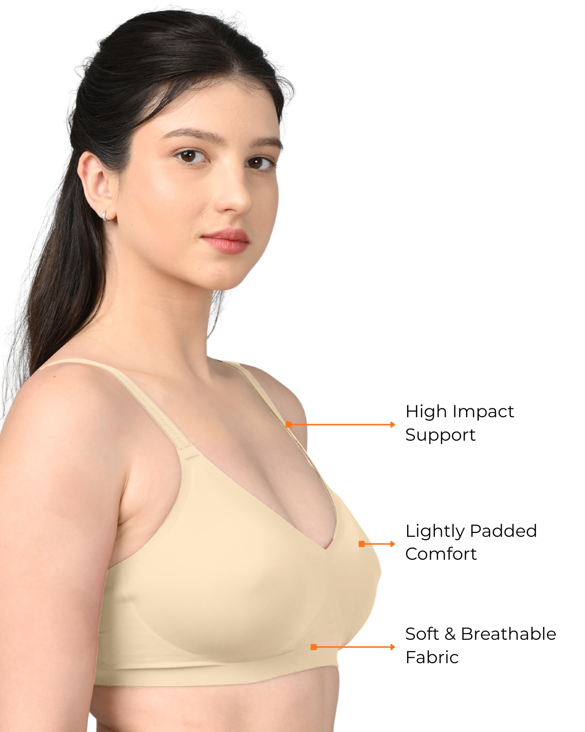 Seamless Full Coverage Light Padded Bra for Women | Smooth Fit | Invisible Under Clothes | Beige - Image 4