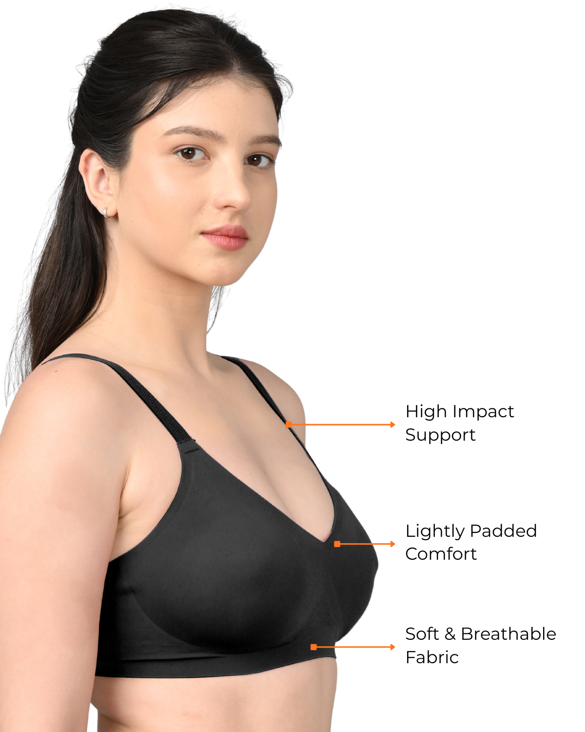 Seamless Full Coverage Light Padded Bra for Women | Smooth Fit | Invisible Under Clothes | Black - Image 4