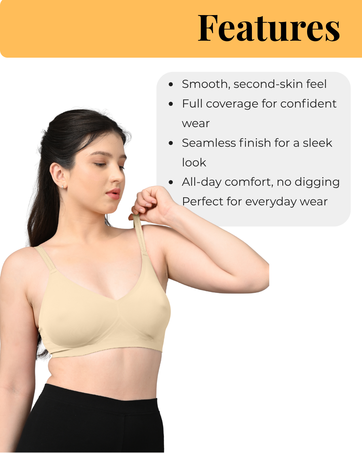 Seamless Full Coverage Light Padded Bra for Women | Smooth Fit | Invisible Under Clothes | Beige - Image 7