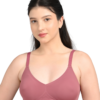 Seamless Full Coverage Light Padded Bra for Women | Smooth Fit | Invisible Under Clothes | Muted Pink