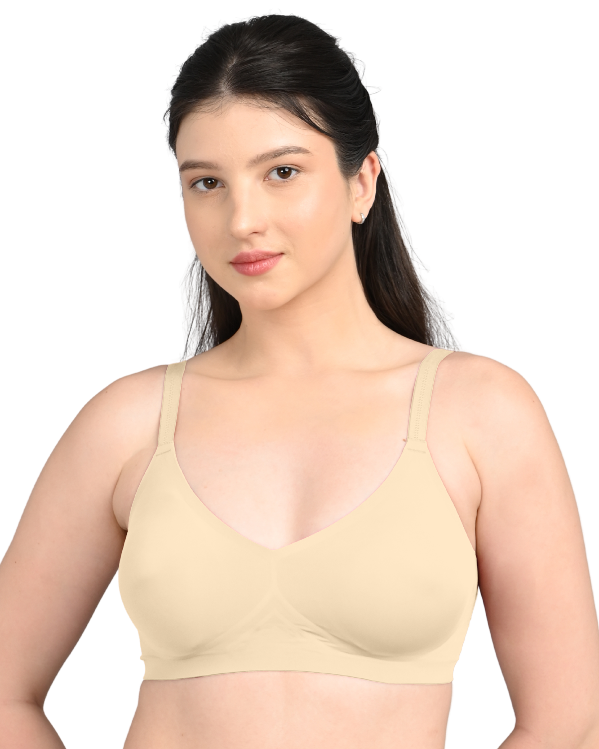 Seamless Full Coverage Light Padded Bra for Women | Smooth Fit | Invisible Under Clothes | Beige