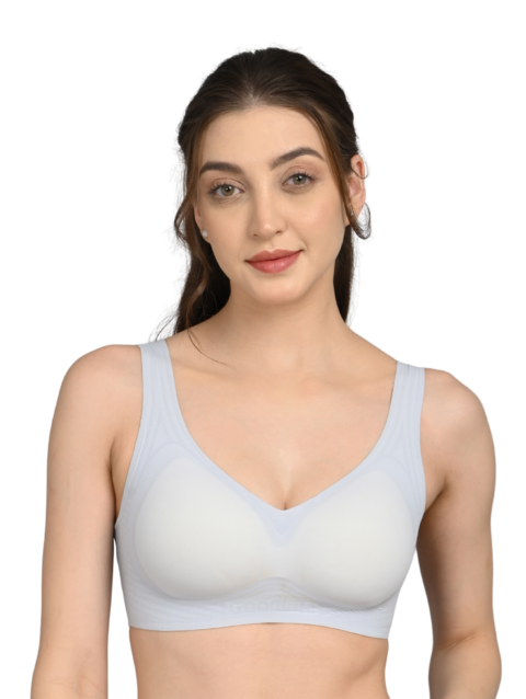 Seamless Sports Bra for Women | U-Shape Back | Light Support | Soft Stretch Fit | Light Gray