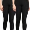 Ankle Length Cotton Lycra Leggings for Women | Mid Waist | Slim Fit Stretchable | Pack of 2
