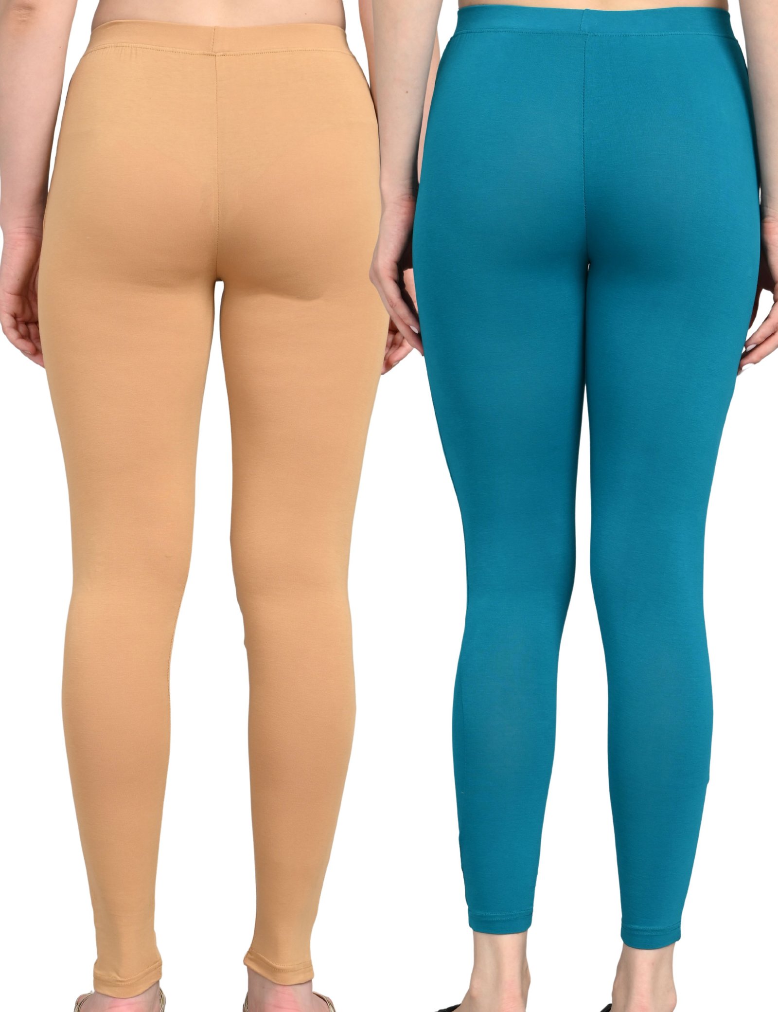 Cotton Leggings for Women with Pockets | Mid Waist | Stretchable Everyday Wear | Pack of 2 - Image 2