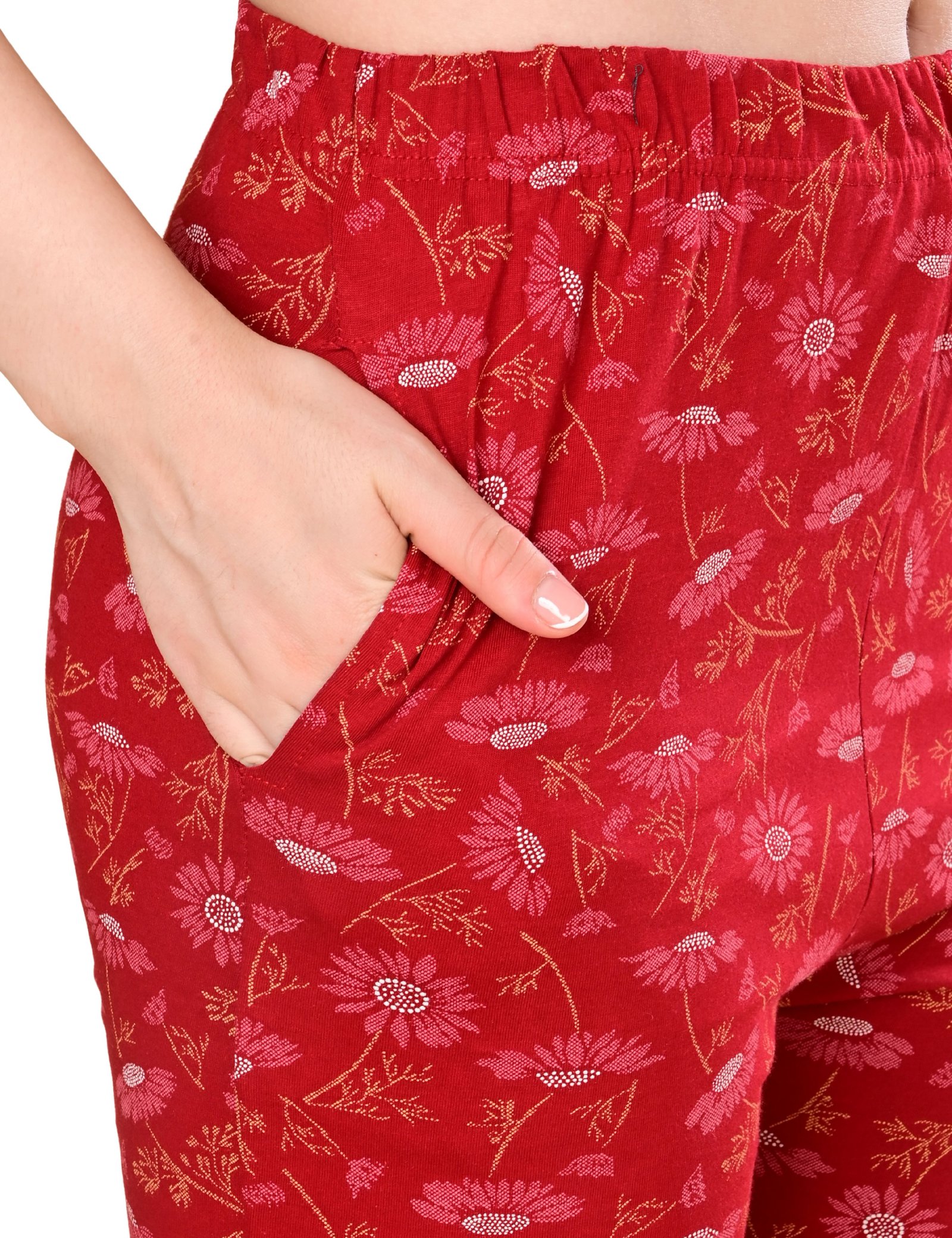 Women’s Cotton Night Suit Set | Soft Printed Shirt & Pyjama | Comfortable Sleepwear | Crimson Red - Image 4