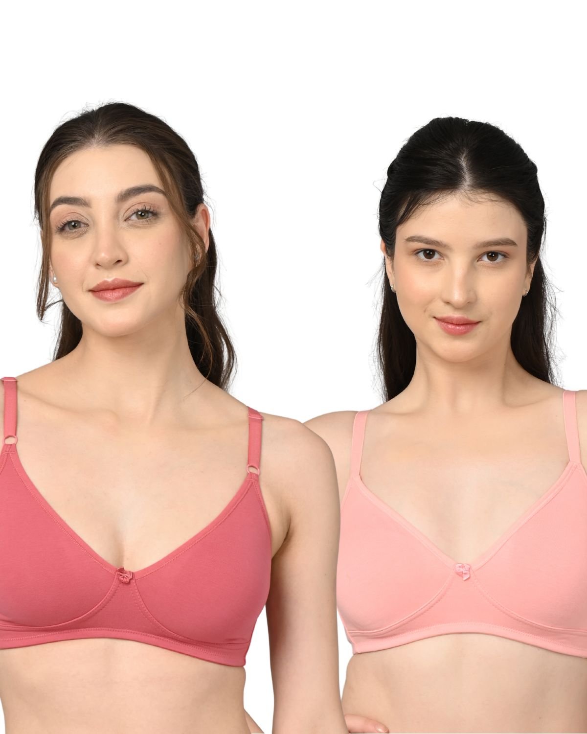 Full Coverage Cotton Bra for Women | Soft Breathable Fabric | Non-Padded | Everyday Support & Comfort | Dark Pink And Light Pink | Pack of 2