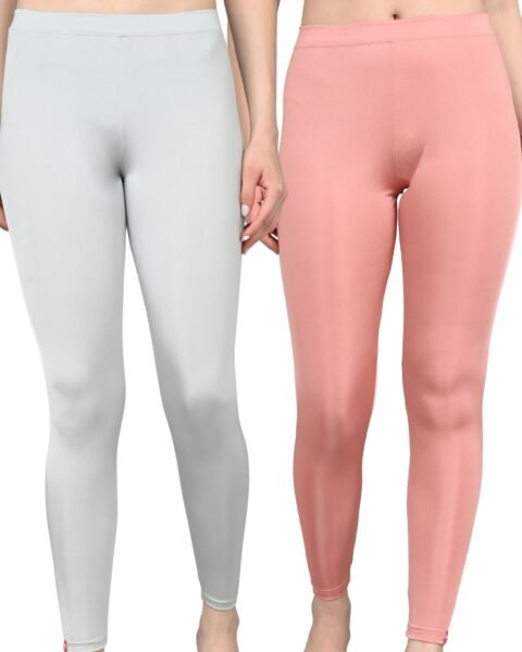 Shimmer Leggings for Women | Stretchable Slim Fit | Daily & Party Wear | Grey and Baby Pink | Pack of 2