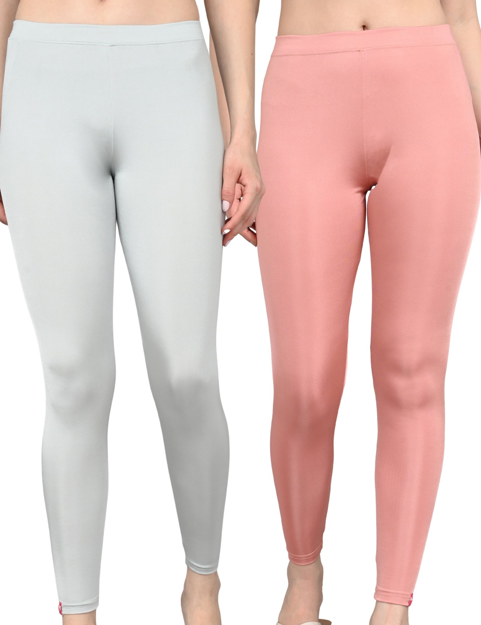 Shimmer Leggings for Women | Stretchable Slim Fit | Daily & Party Wear | Grey and Baby Pink | Pack of 2