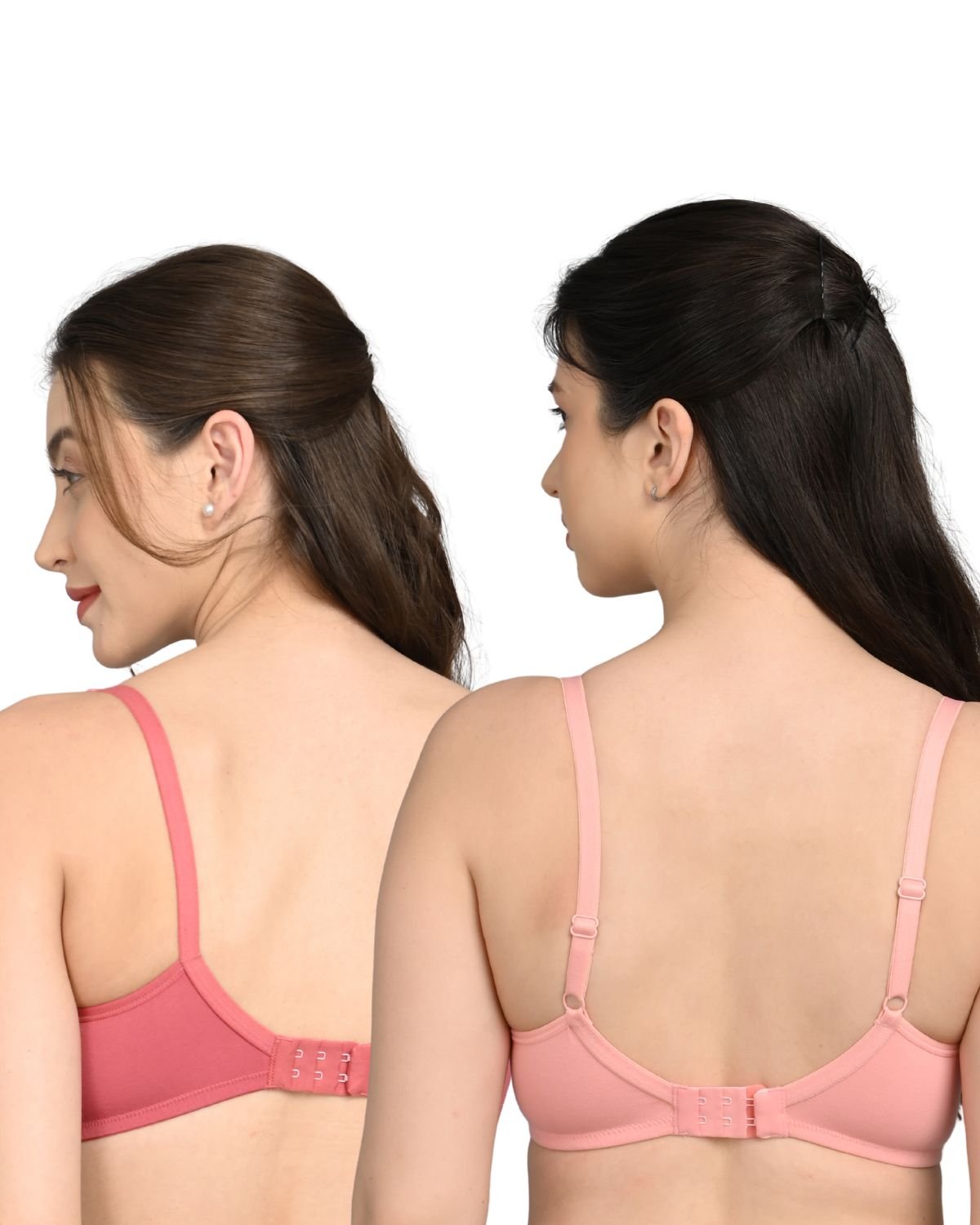 Full Coverage Cotton Bra for Women | Soft Breathable Fabric | Non-Padded | Everyday Support & Comfort | Dark Pink And Light Pink | Pack of 2 - Image 2