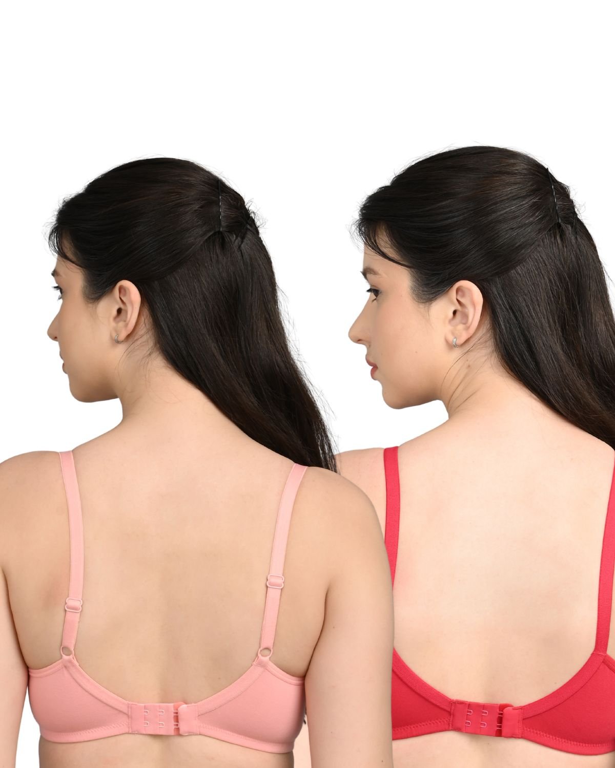 Full Coverage Cotton Bra for Women | Soft Breathable Fabric | Non-Padded | Everyday Support & Comfort | Red And Light Pink | Pack of 2 - Image 2