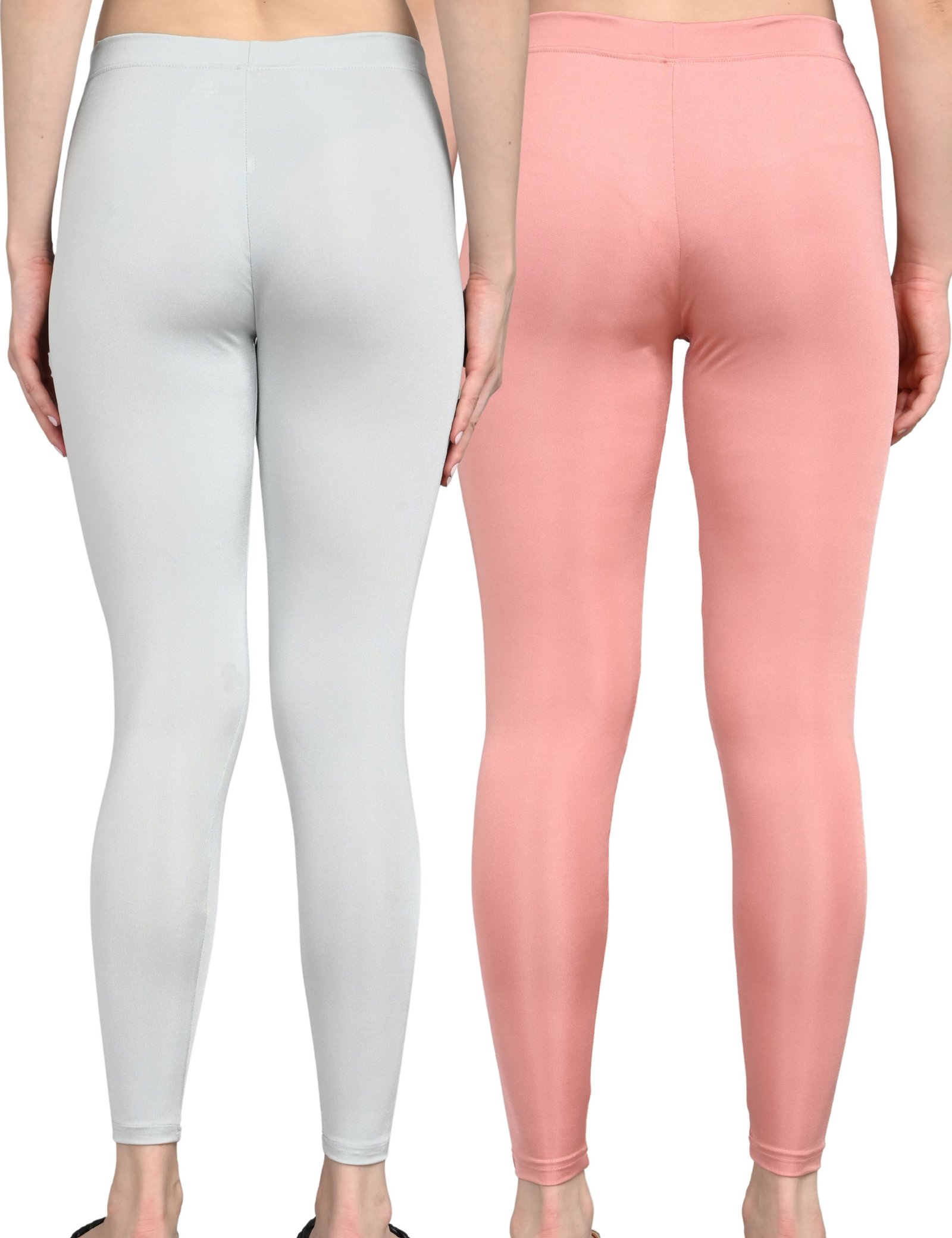Shimmer Leggings for Women | Stretchable Slim Fit | Daily & Party Wear | Grey and Baby Pink | Pack of 2 - Image 2