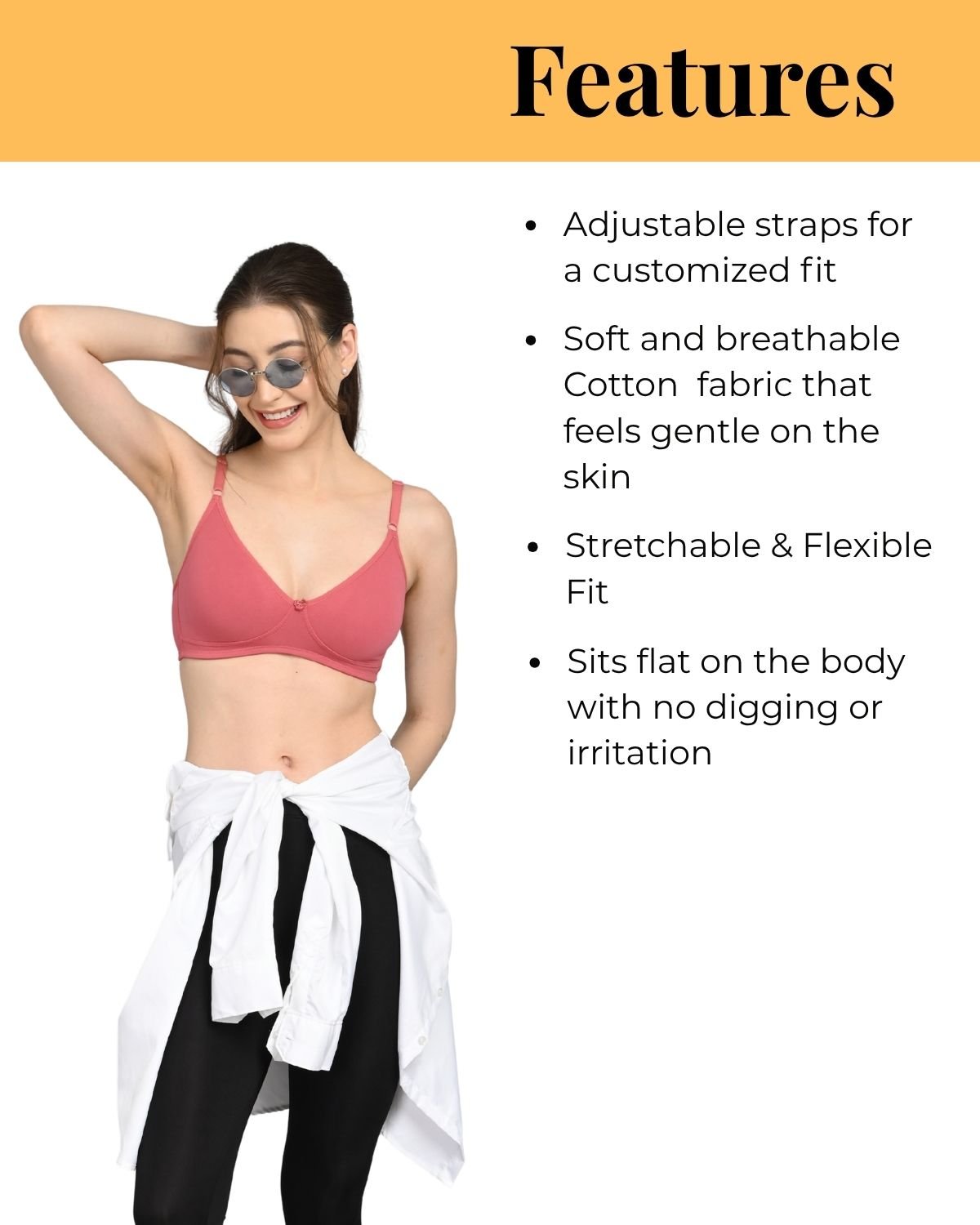 Full Coverage Cotton Bra for Women | Soft Breathable Fabric | Non-Padded | Everyday Support & Comfort | Dark Pink And Light Pink | Pack of 2 - Image 4