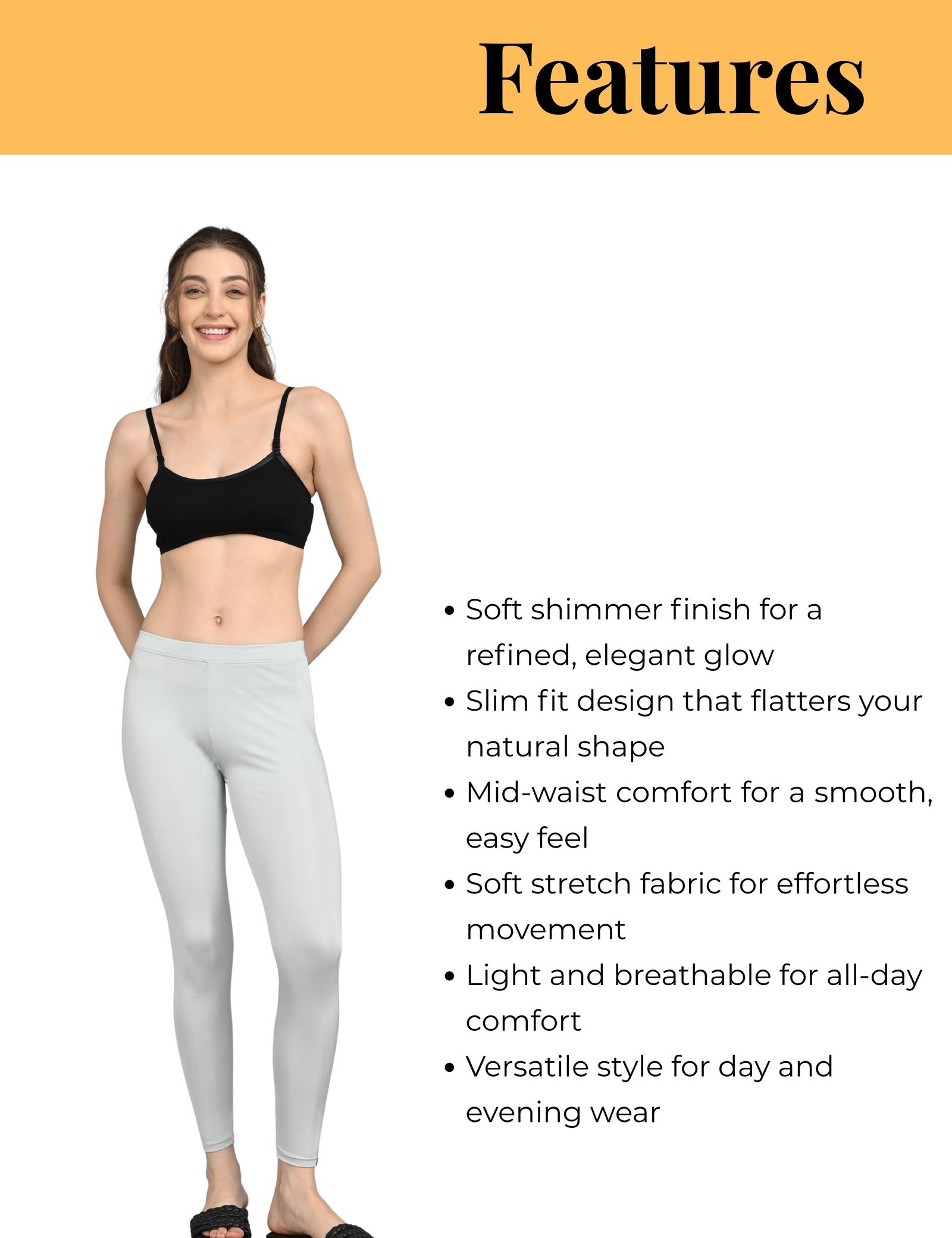 Shimmer Leggings for Women | Stretchable Slim Fit | Daily & Party Wear | Grey and Baby Pink | Pack of 2 - Image 4
